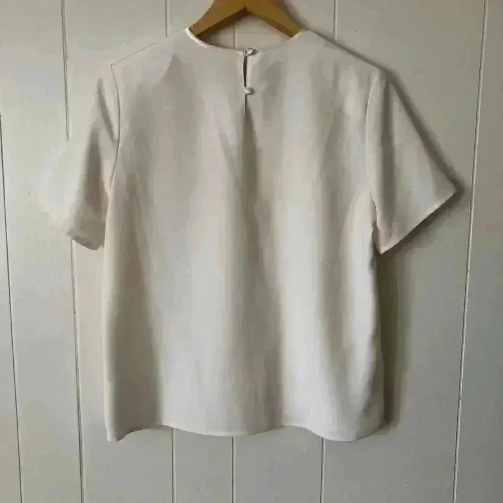 Laura Scott Women's Short Sleeve Cream Blouse Size S - Picture 4 of 4